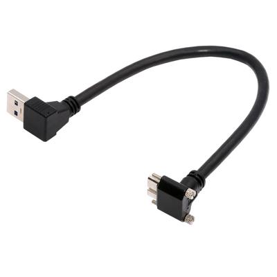 Cablecc USB A Male Down Angled 90 Degree To Plug Up Angle Lock Screw Panel 25cm 3.0 Micro-B 3.0 Cable,
