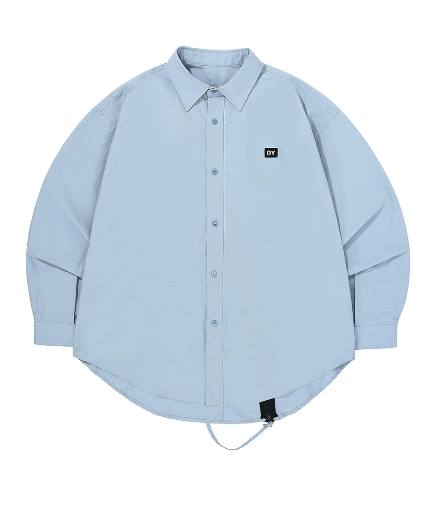 Oy Curve Line Zipper Shirt - Powder Blue Powder Blue/One Size