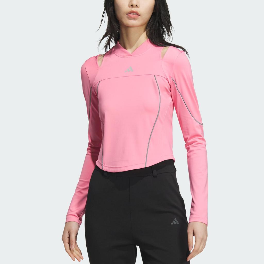 Adidas Slim Long Sleeve Top Quick-Dry V-Neck T-Shirt Women Tops Pink JJ3781