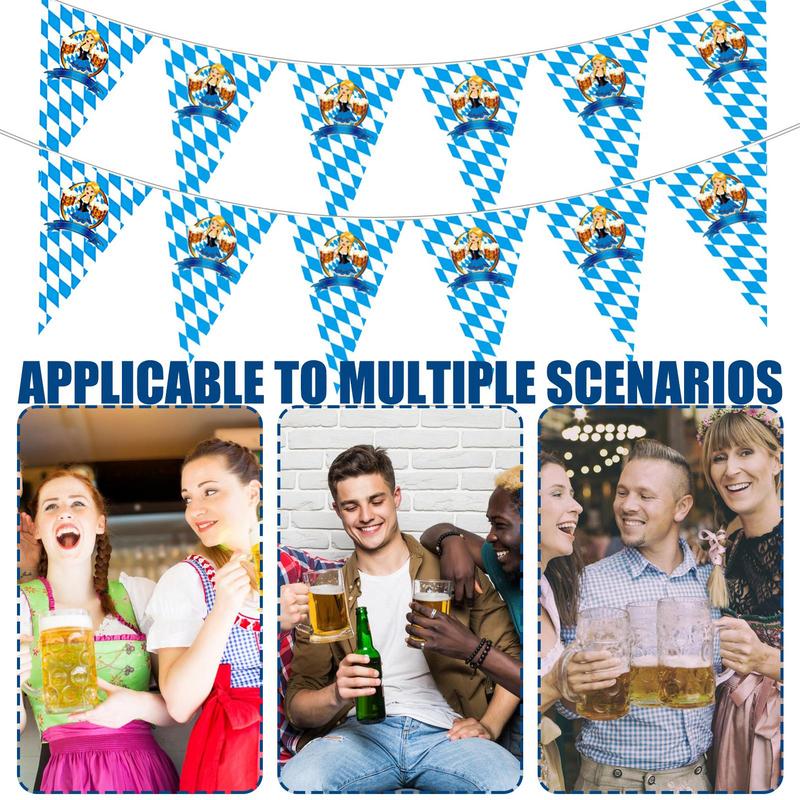 Decorazioni Oktoberfest Stendardo Bandiera Bavarese da 8 Metri Forniture Festa della Birra Ghirlanda Striscione per Giardino Bar Casa Tende Esterno