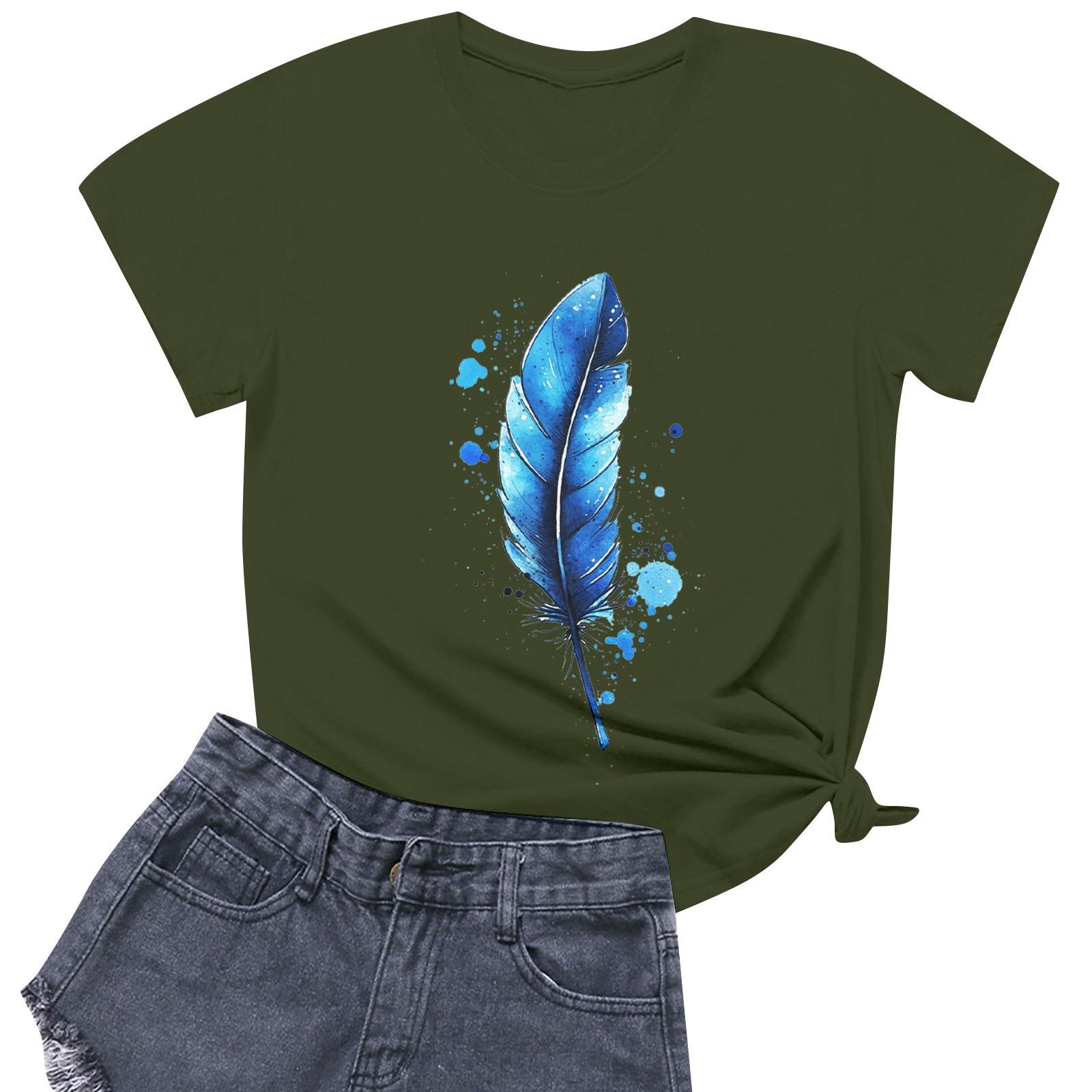 

Женские модные повседневные пуловеры с короткими рукавами и круглым вырезом с принтом XXL