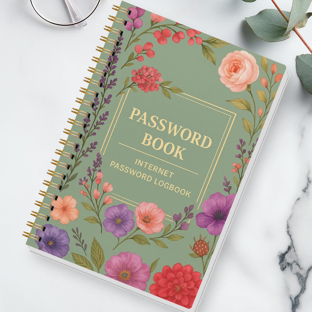 A5 Passwortbuch, Internetkonto- und Website-Login-Organizer, Notizbereich, Perfektes Passwortjournal zur Verwaltung der Cybersicherheit