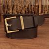 Women's Black Genuine Leather Belt with Classic Square Buckle – Versatile for Jeans and Trousers
