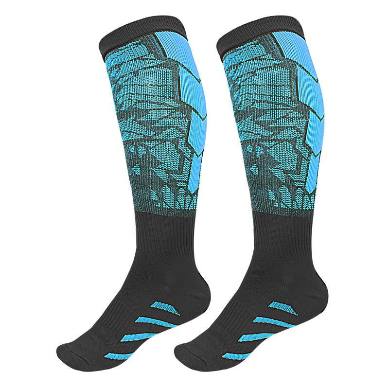 Sports Long Tube Pressure Socks Striped Contrasting Color Breathable Skin-friendly Elastic Fit Running Cycling Leggings Socks
