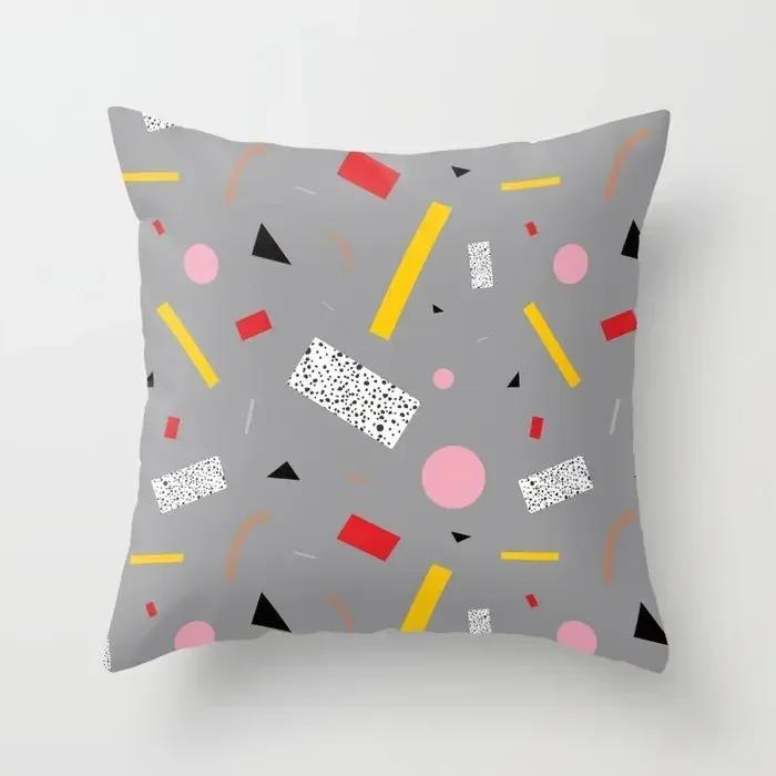 40/45/50 Mint Pink Throw Pillow Case Memphis Inspired Pattern Check Cushion Covers Home Sofa Chair Decorative Pillowcases