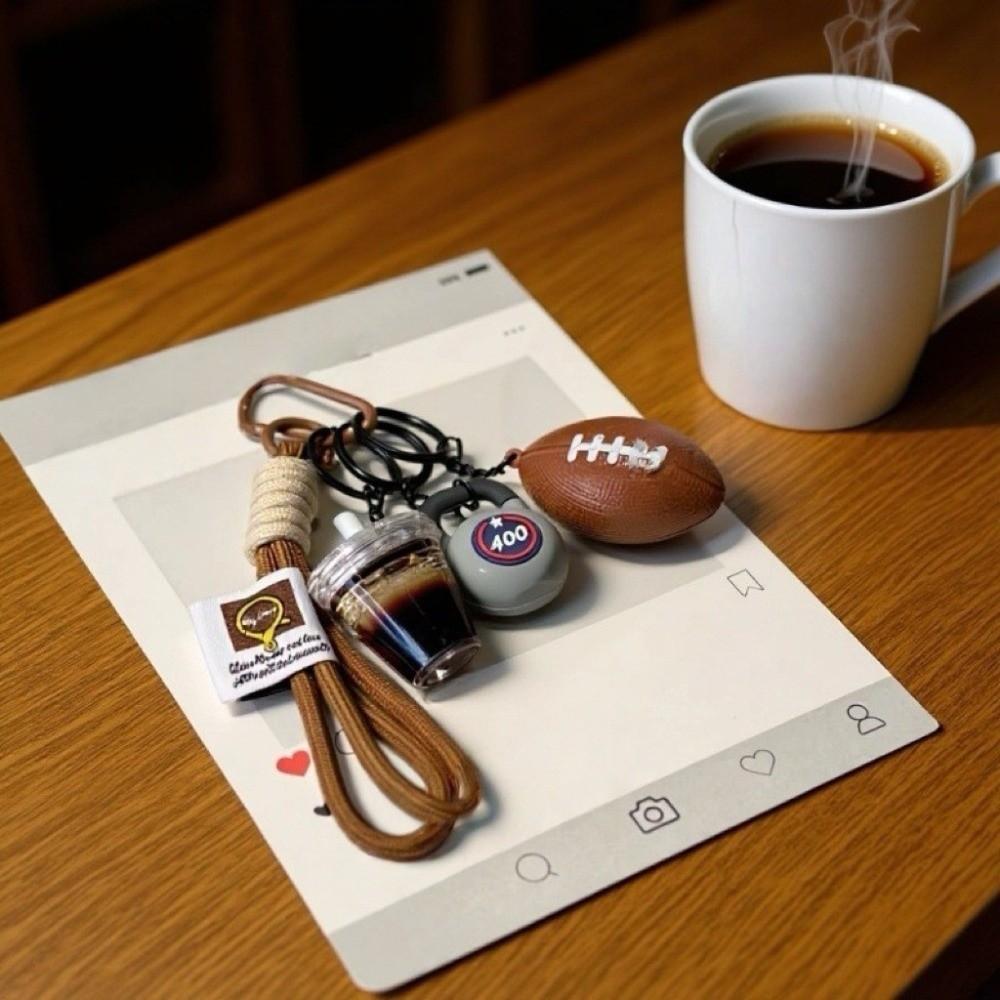 Dopamine Rugby Dumbbells Keyring Detachable Iced Americano Pendant Fitness Series Keychain Gifts
