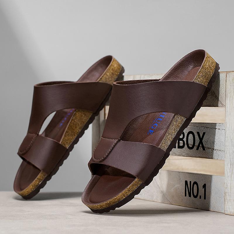 Fashion Outdoor Men's Summer Slippers Cork Clog Half Drag Outdoor Antiskid Male Slides Leisure Walk Flip-flops New Arrival Man Sandals