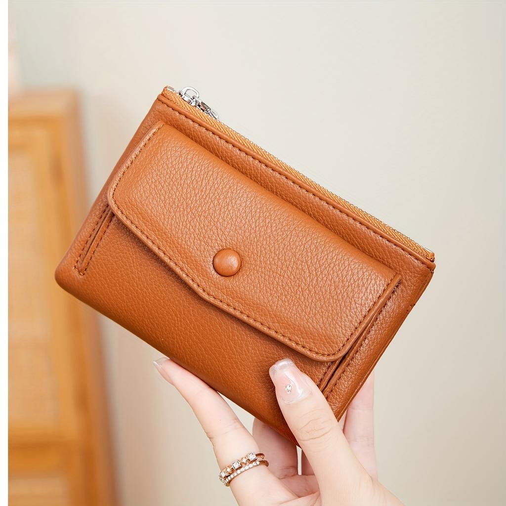 Vintage Chic Double Zipper Wallet Multi-card Coin Purse Portable Buckle Wallet