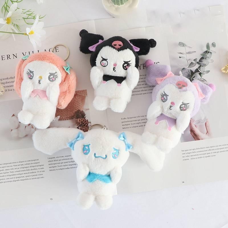 Adorable Sanrio Plush Toy Keychain Super Soft Cinnamoroll Kuromi Melody Bag Charm