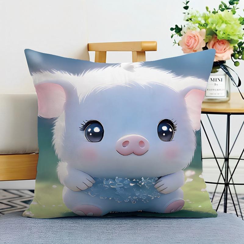 Cute Animal Print Decorative Pillowcase Bedroom Living Room Square Cushion Pillowcase