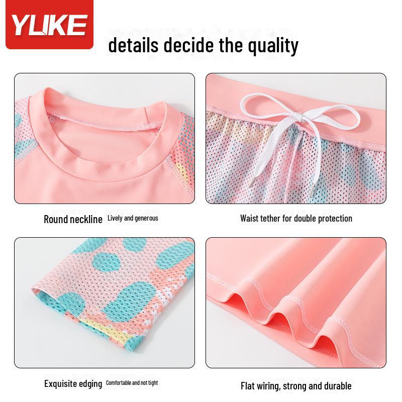 Set costum de baie conservator din trei piese pentru fete: Cremă de protecție solară, uscare rapidă, stil de vară