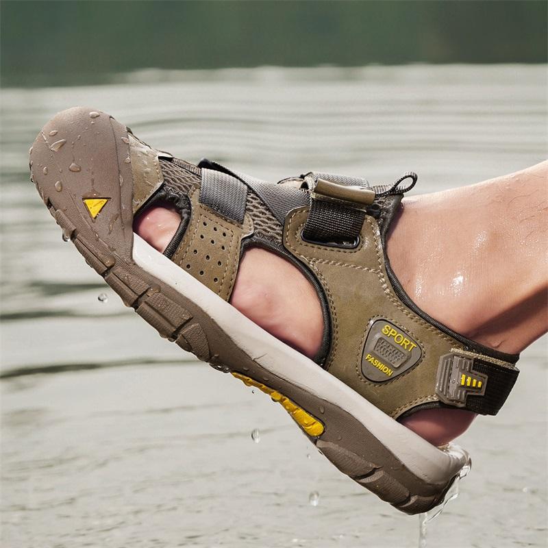 Fashion Lightweight Men's Summer Sandals Soft Comfortable Anti-collision Toe Sneakers Quick-Dry Wading Aqua Shoes Antiskid Beach Sandaly