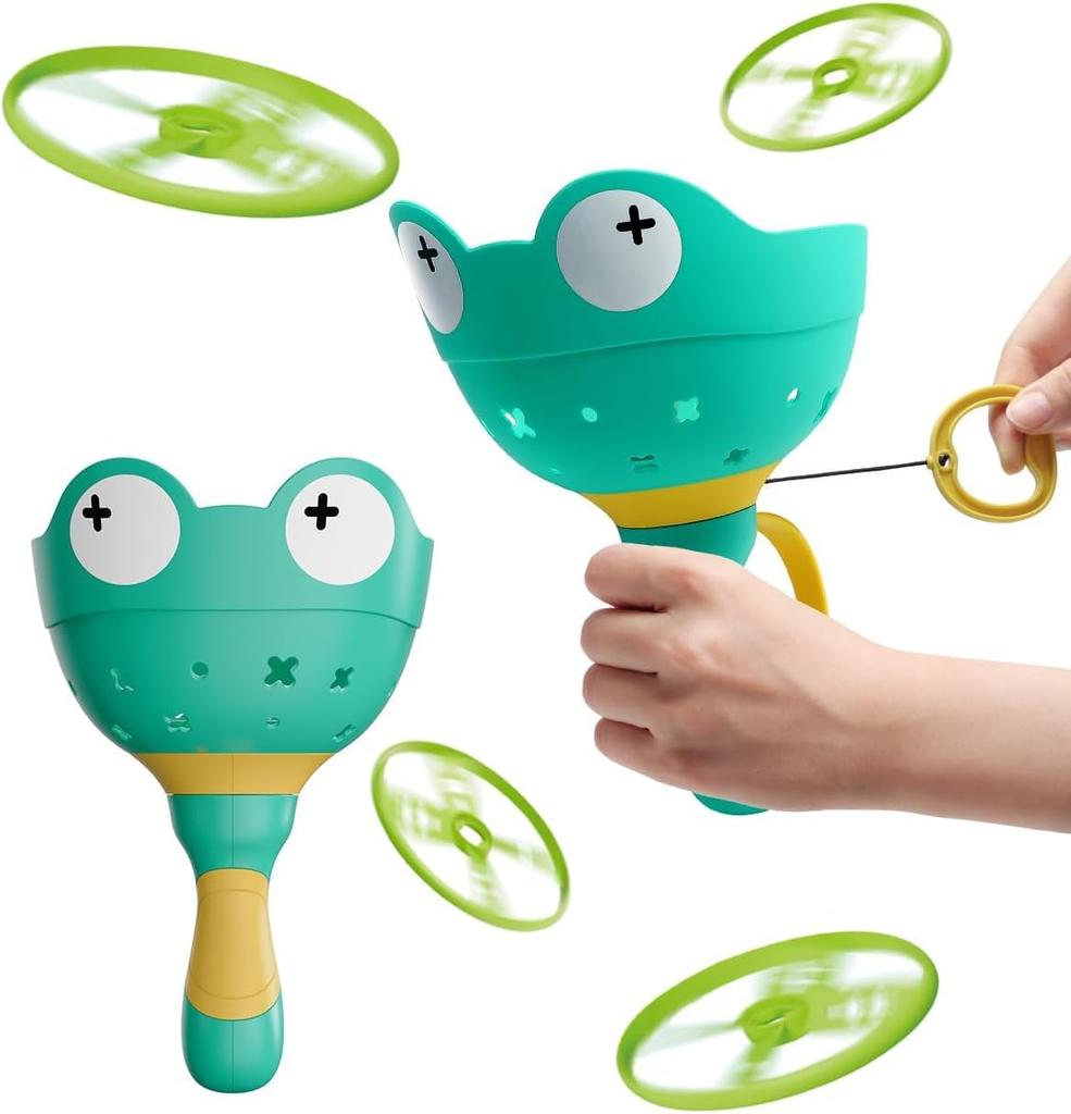 Fullware Flying Disc Launcher, Propeller Toy, 2 Packs & 12 Discs Outdoor Games Garden Toy for Children from 3 - 6 Years, Birthday Christmas