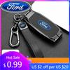 New 2026 Car Sticker Ford New 2025 Hot Leather Car Key Cover Shell Fob Holder Protector Case Keychain Accessories For Ford Trans