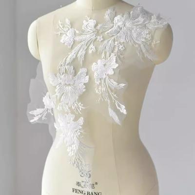 Exquisite Rayon Cotton Embroidered Lace Flower Sticker Wedding Dress Handmade Diy Material Clothing Decorative Accessories
