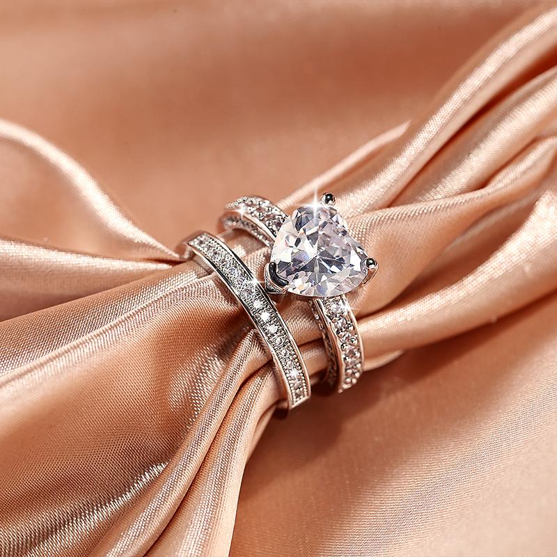 New Domineering Gorgeous Style 925  Crown Ring AAAA Shiny Zircon Double Ring Fashion Party Queen Ring Ladies Jewelry