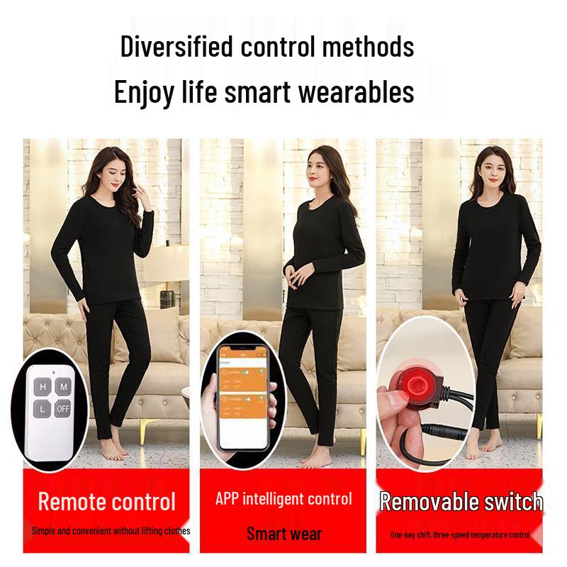 Electric Heated Thermal Underwear Set - Thick, Fleece-Lined Cold Protection for Middle-Aged and Elderly