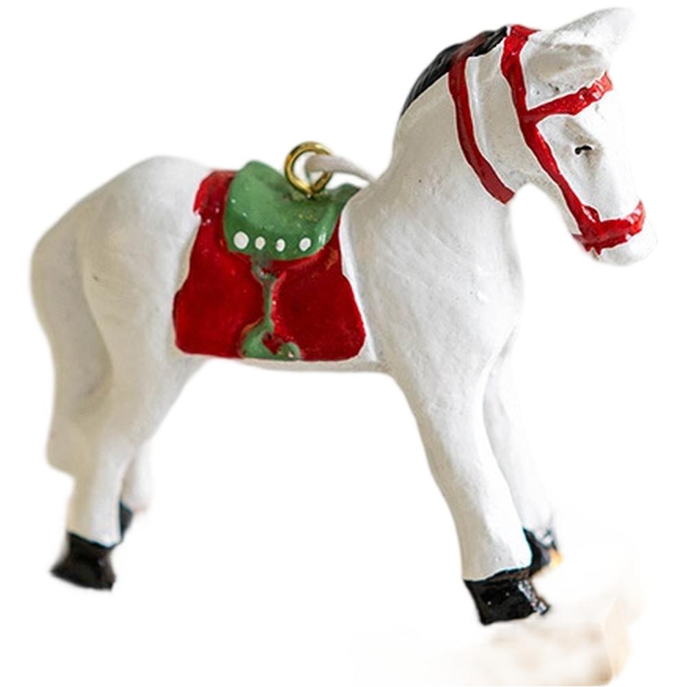 Decorative Resin Painted Horse Ornament Set for Tree Hanging and Desktop Display Crafted for Seasonal Holiday Use