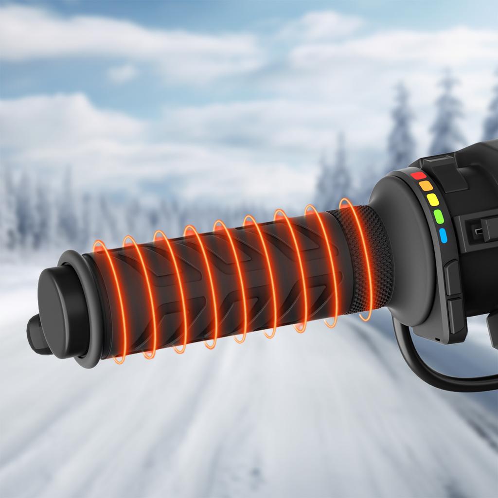 Electric Bicycle Heated Handgrips Motorcycle Heated Hand Grip 5 Gear Adjustable Thermal Fast Heating Cycling E-bike Handlebar