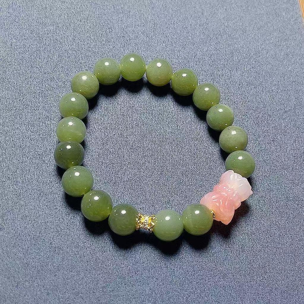Hetian Jade Double Lotus Bead Bracelet - Simple, Versatile, Exquisite Unisex Design