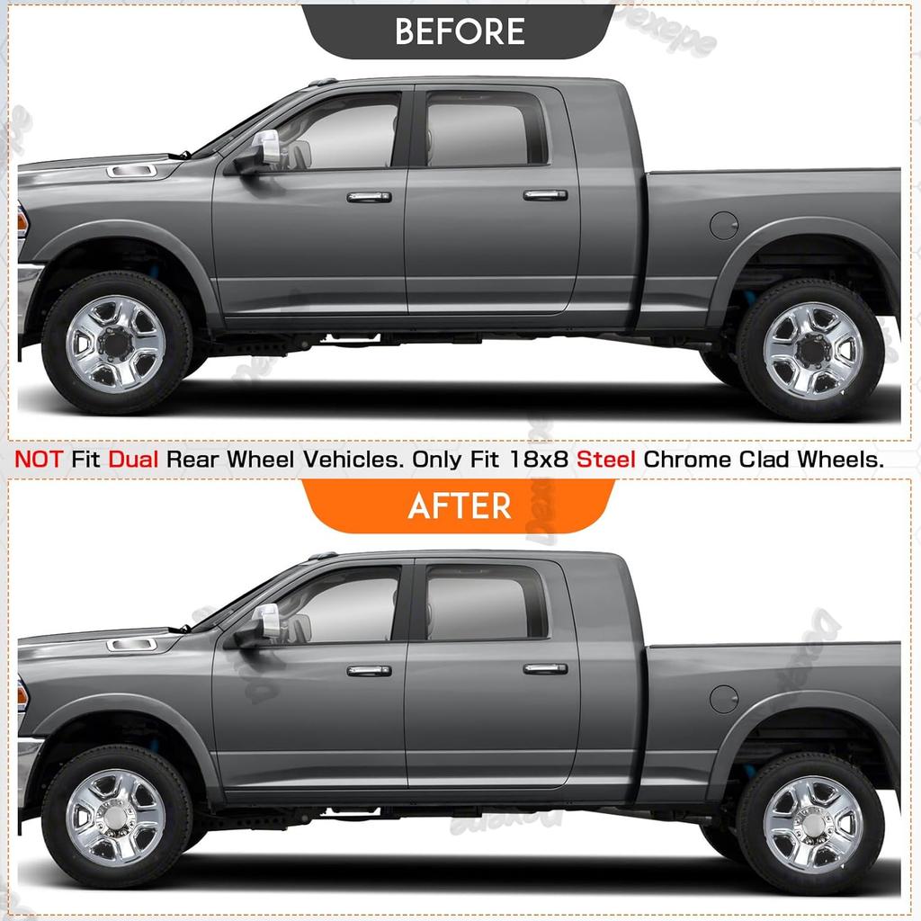 1PC Chrome Wheel Center Cap Compatible with Dodge Ram 2500 3500 SRW -2024 Single Steel Wheel Replaces 6PG02SZ0AB, 6PG02SZ0AC Front/Rear