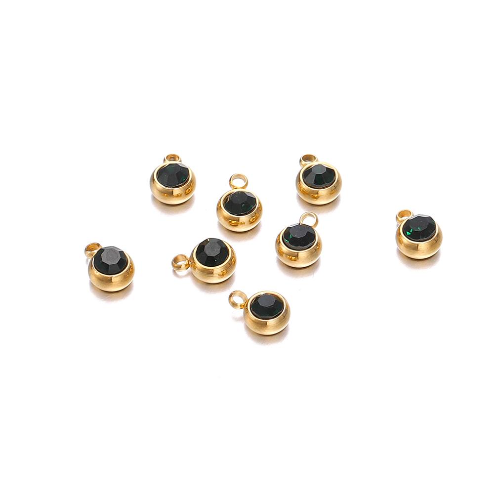 20 Stück 6mm Edelstahl Strassperlen Goldfarbe Kristall Anhänger für DIY Halskette Armband Charm Schmuckherstellung