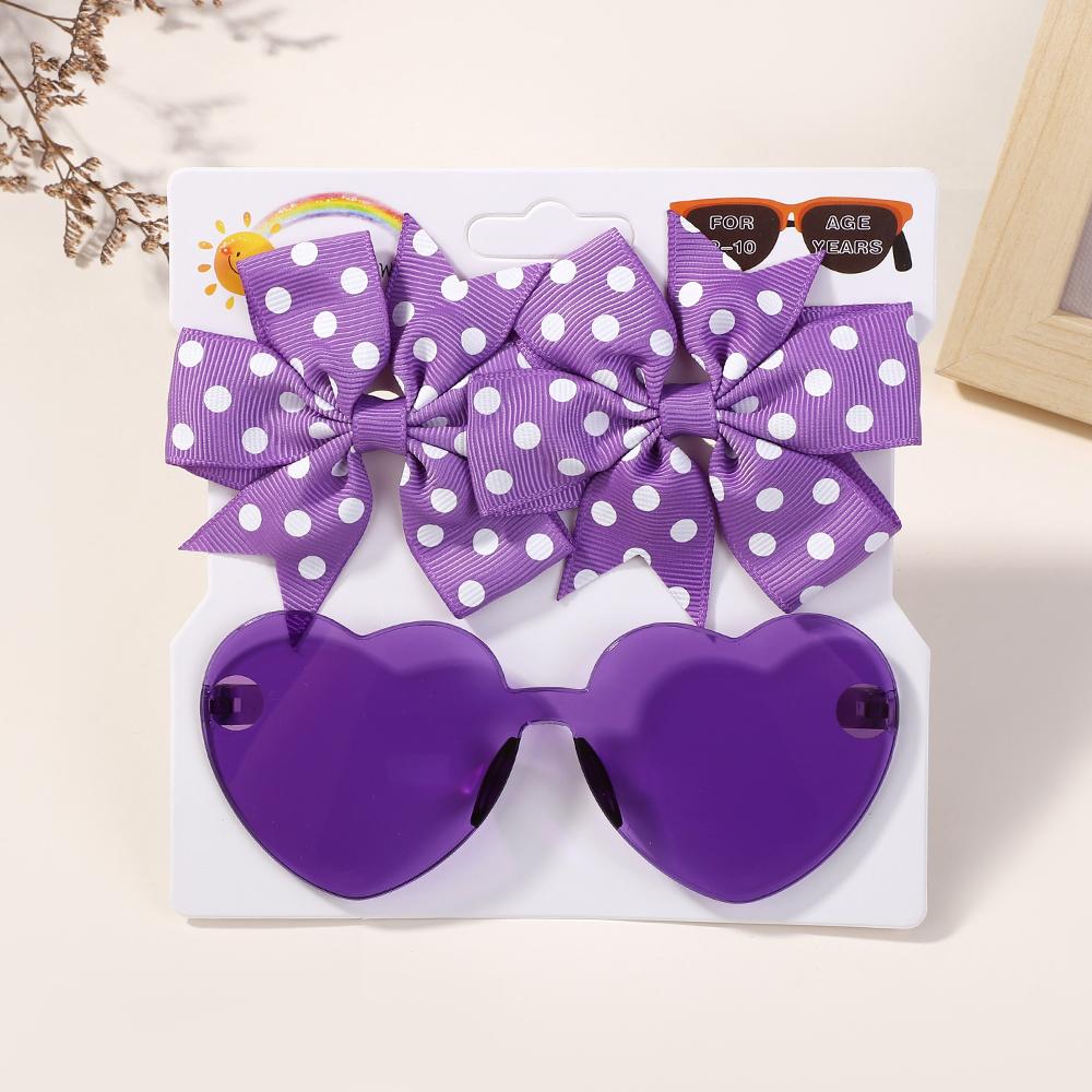 3Pcs/lot headwear sunglasses set lovely polka dot hair clips for girls hair bangs side clip casual travel peaches sunglasses