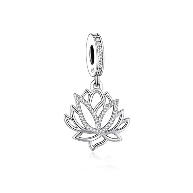 FC Jewelry Fit Original Pan Charm Bracelet 925 Silver Lotus Yoga Girl Chakra Healing Balance Bead For Making Daughter Berloque
