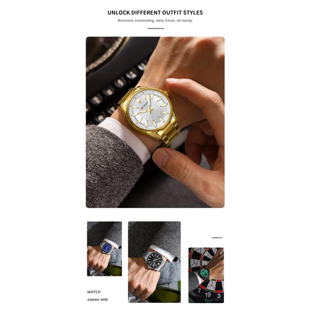 CURREN Classic Simple Stainless Steel Quartz Wristwatches Fashion Brand Men's Watches With Luminous Hands