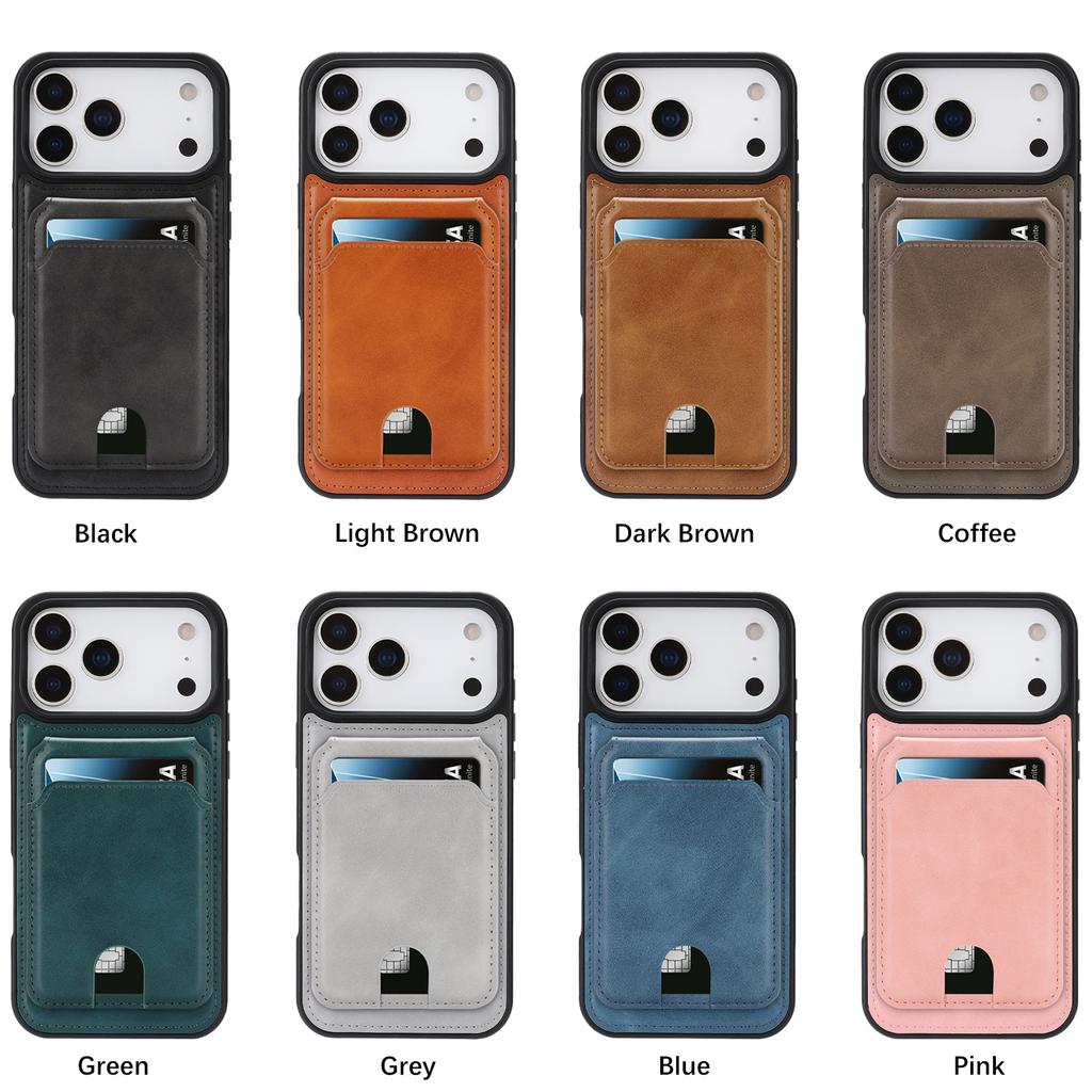 Luxury Business Magnetic Cards Solt Leather Case For iPhone 17 Pro Max 16 Plus 15 14 13 12 kickstand 360 Shockproof RFID Cover