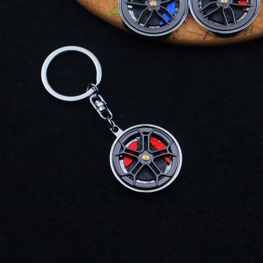 Metal Brake Wheel Hub Keyring - Gun Black Caliper Keychain for Mercedes Gift