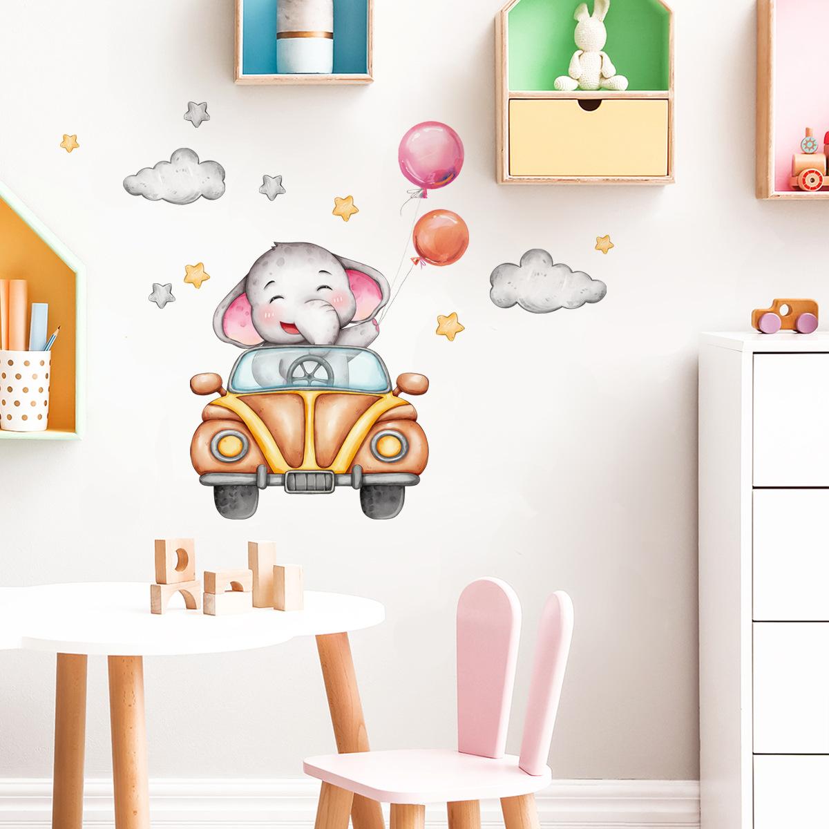 

Наклейка на стену Мультяшный Слоновое Облако Воздушный шар Наклейка Фон Стена Украшение Комнаты Настенная Наклейка