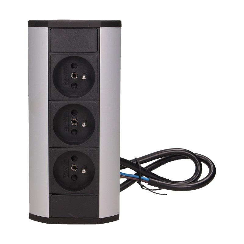 Furniture Socket 3X2P+Z Black-Silver - On-9001/Bg