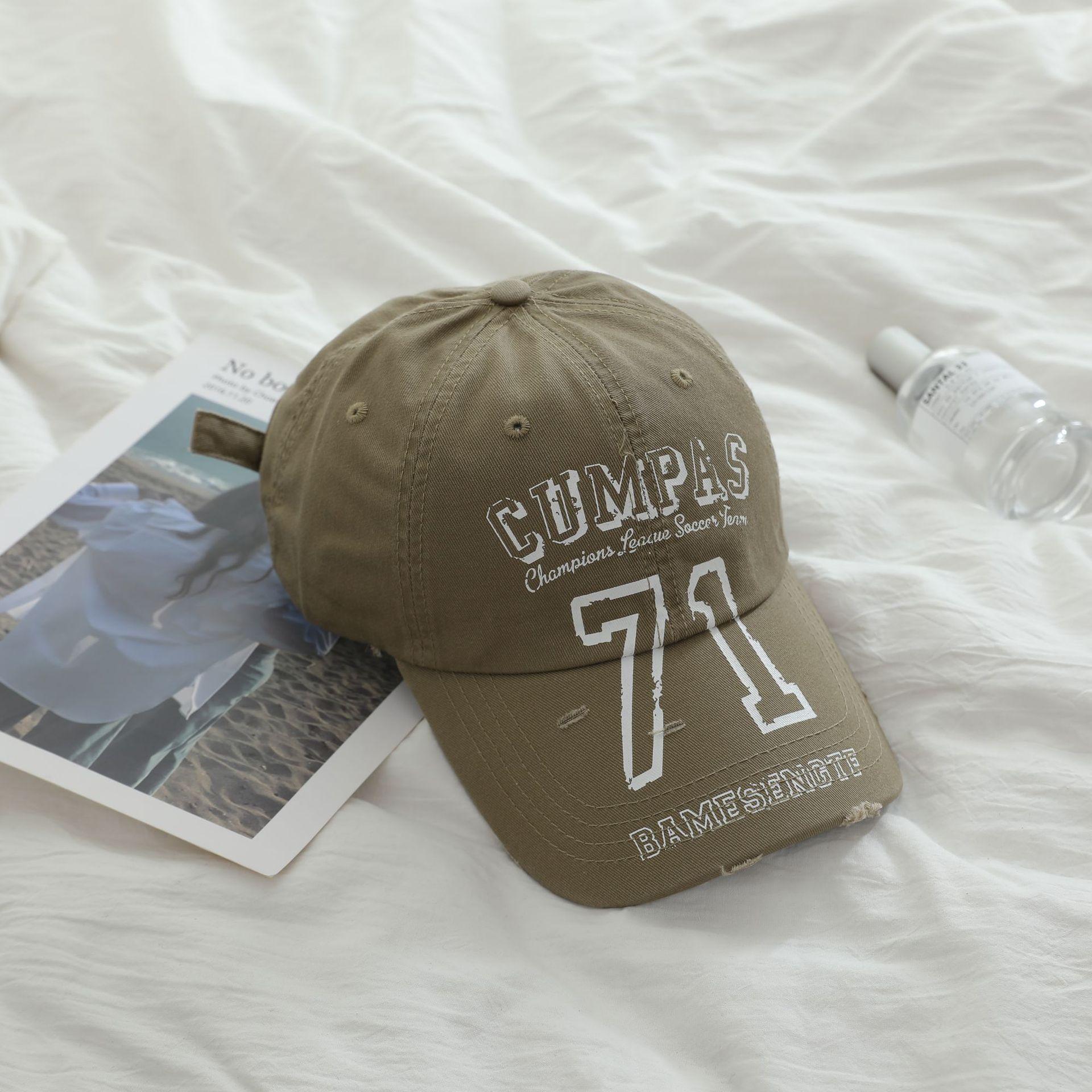 

Новая персонализированная цифровая бейсболка с алфавитом, женская модная универсальная кепка с маленьким лицом, мужская модная дырка M（56-58cm） хаки