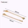 18K Gold Plated 60mm Bracelet Tail Extender Chain Brass Metal Heart Extension Chains For Jewelry Making DIY Jewelry Accessories