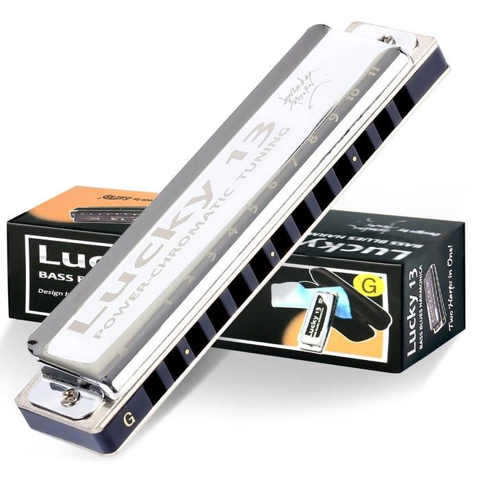 East Top Harmonica Blues Harmonica 13-Hole G Key Jazz Professional Adult/Child Study Practice Brass Cover Canvas Case Lucky13