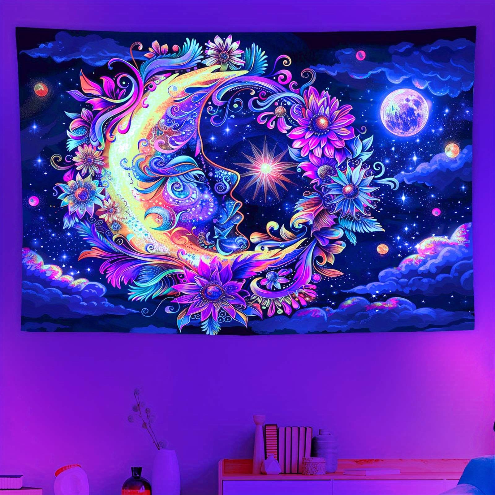 

VIKAMA Exquisite Floral Moon Goddess Tapestry Floral Face Starry Sky Living Room Sofa Backdrop Wall Room Decor 74x94cm(29x37in)