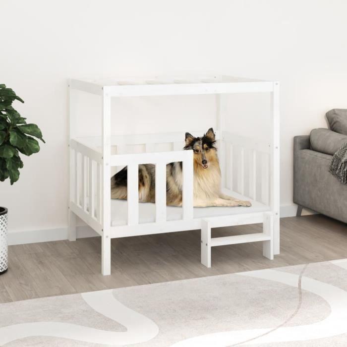 822388 vidaXL Lit pour chien Blanc 105,5x83,5x100 cm Bois de pin solide