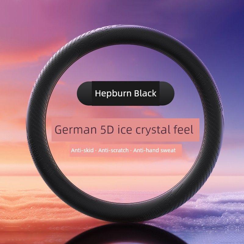 

Car Steering Wheel Cover Anti-Slip Silicone Protective Handle Cover for Car Interior, Universal for All Seasons, Ultra-Thin Car Interior Decoration Hepburn Black [5D Liquid & Baby Grade] Single Pack