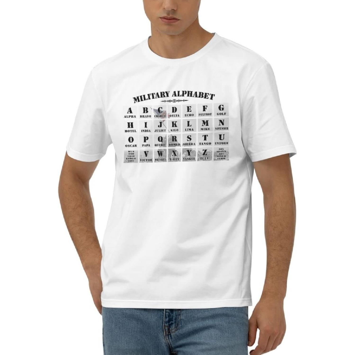 Dsoluuing Funny Womens Shirts Military Alphabet T Shirt Funny Men Shirts S