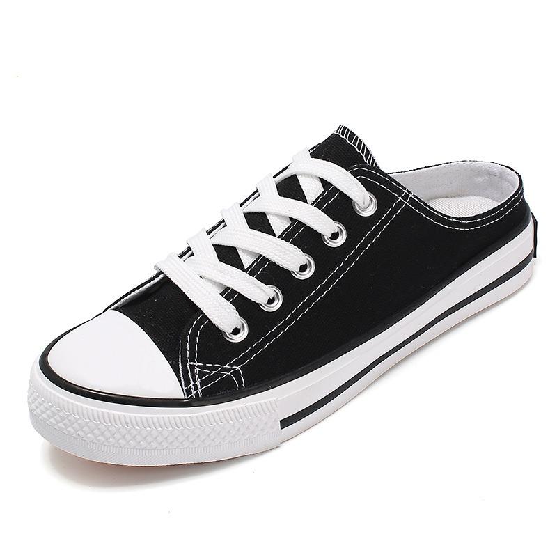 Summer casual low-top shallow-mouth canvas shoes half-tray women's cloth shoes lazy shoes student cloth shoes