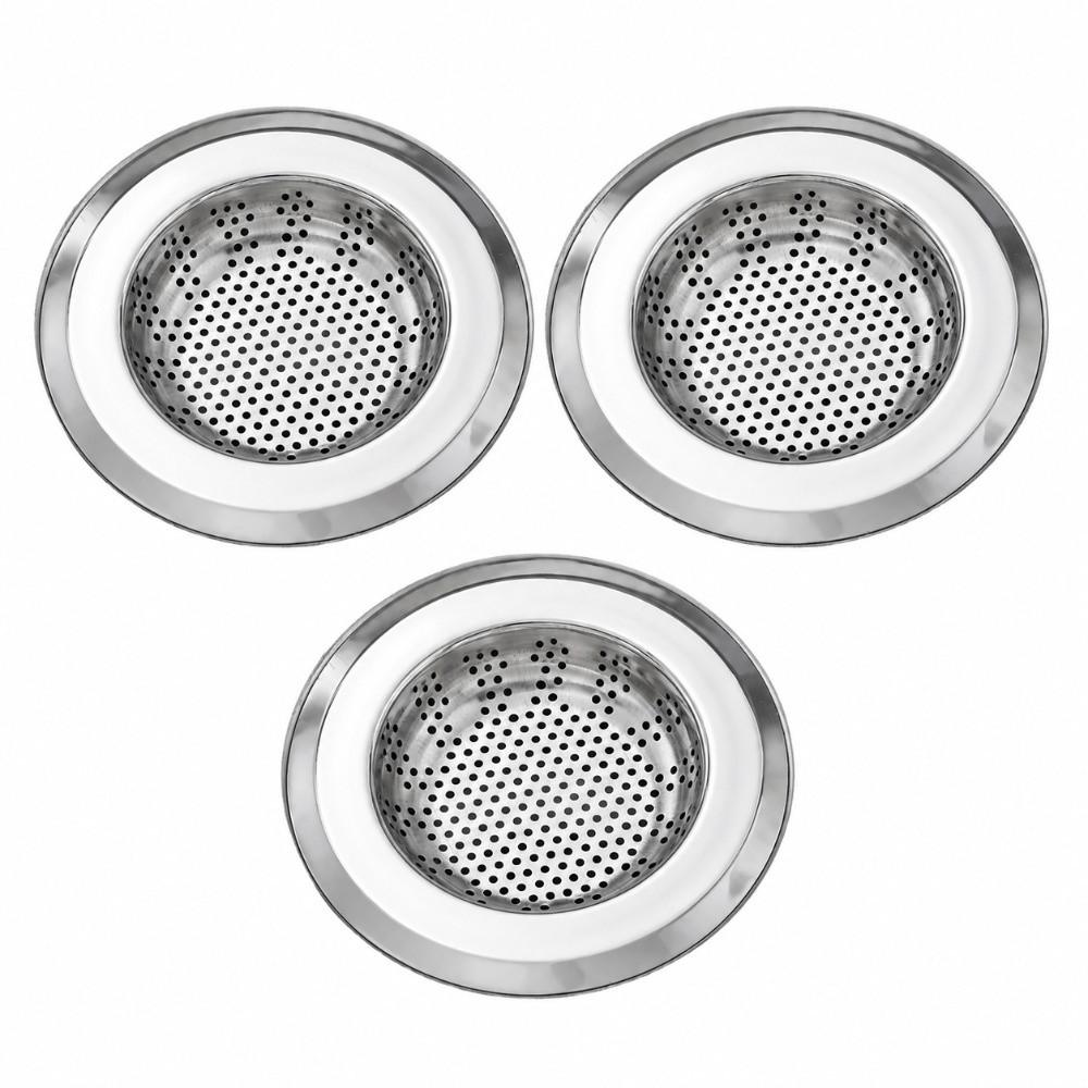3 Pack Premium Stainless Steel Sink Strainer Wide Edge 4.45 Inch Diameter Kitchen Sink Strainer Sink Drain Strainer Kitchen Sink