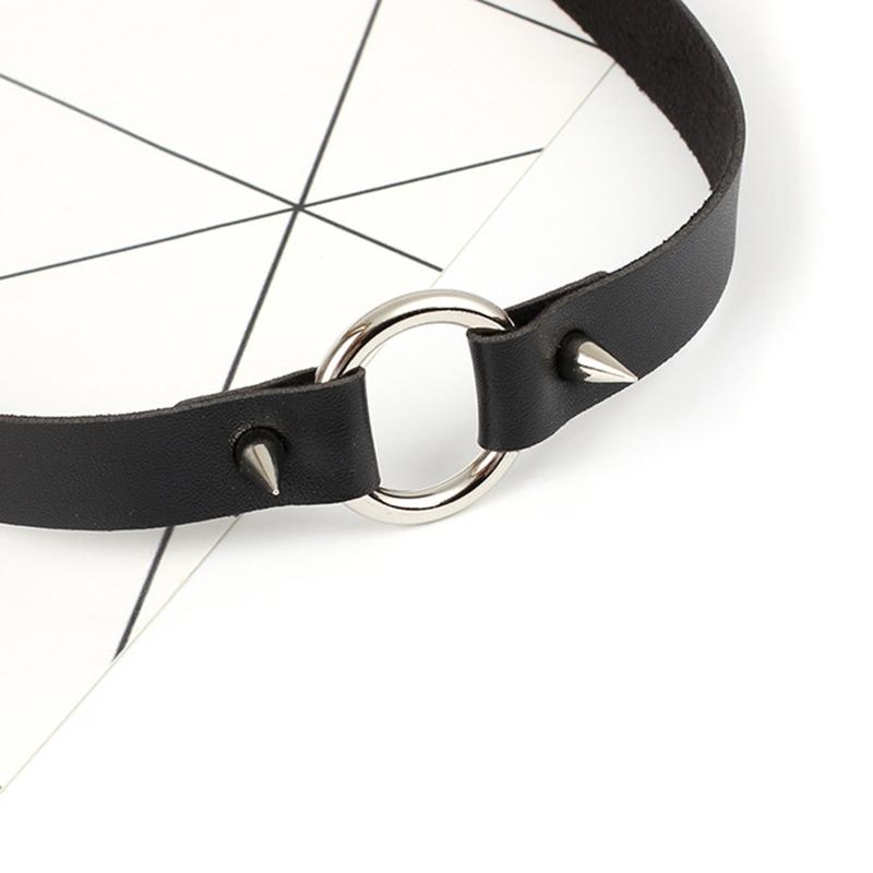 Punk Choker Collar Necklace Pu Leather Goth Rivets Choker Necklace Pendientes Party Club Sexy Gothic Femme Jewelry