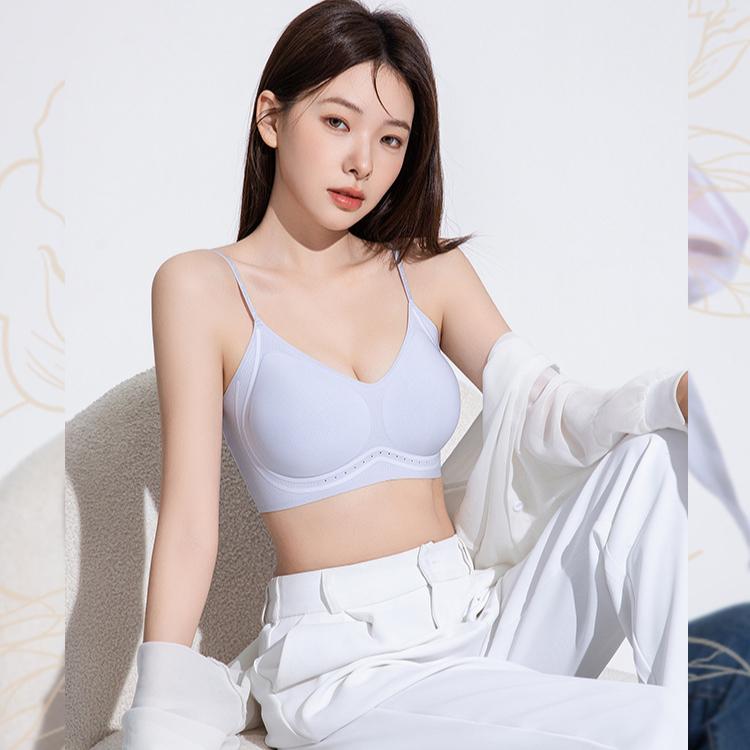 Lingerie Women's Gathering Bra Thin Shoulder Strap Seamless Beautiful Back Bra Invisible Bra Push Up Bra