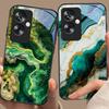 Green Marble For Oppo A79 5G 58 78 74 60 4G Reno 11F Realme GT 6 11 Note 50 10 C55 X2 Tempered Glass Black Phone Case