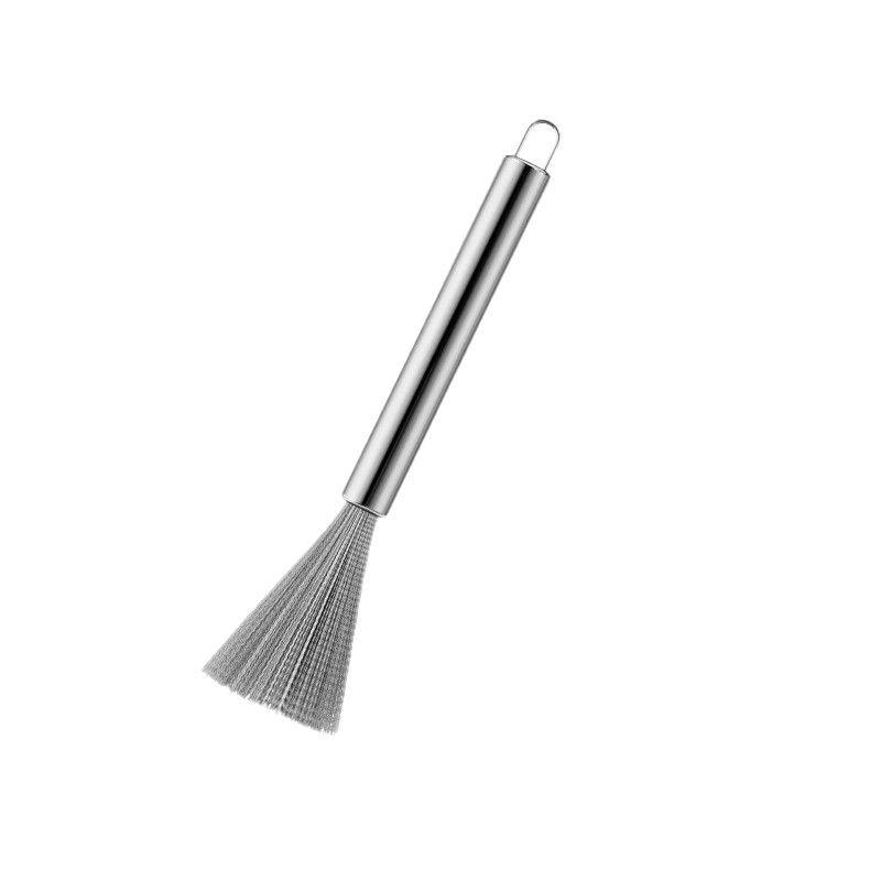 Stainless Steel Long Handle Pot Brush with Scouring Pad for Kitchen Cleaning