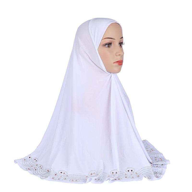 H001 Adults big size muslim hijab scarf with rhinestones islamic headscarf hats armia pull on headwrap ramadan gift