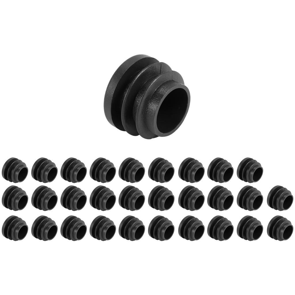 Round Table Chair Leg Tube Pipe Insert End Cap 19mm Dia 30pcs Black