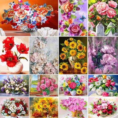 Pittura Diamante 5D Fai da Te Vaso di Fiori Kit Punto Croce Ricamo Diamante Pieno Rosa Strass Arte Immagine Mosaico Decorazione Regalo