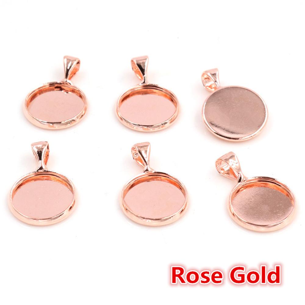 20pcs 12mm Inner Size Simple Pendant Cabochon Cameo Blank Base Setting Bezel Tray Charm for Earrings Bracelet Necklace Findings 